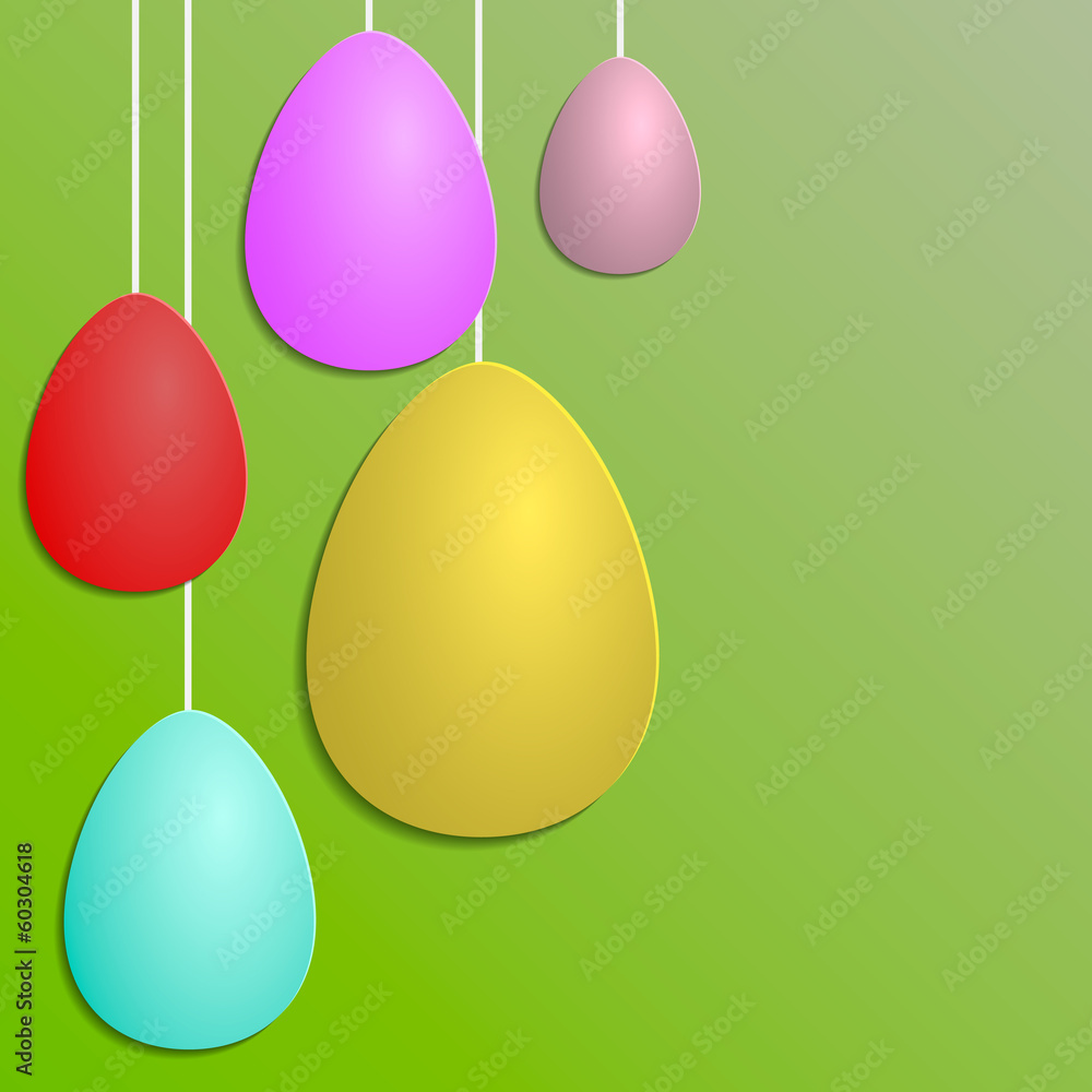 Green Paper Card with Easter Eggs, Abstract Vector Illustration Green Paper Card with Easter Eggs, Abstract Vector Illustration