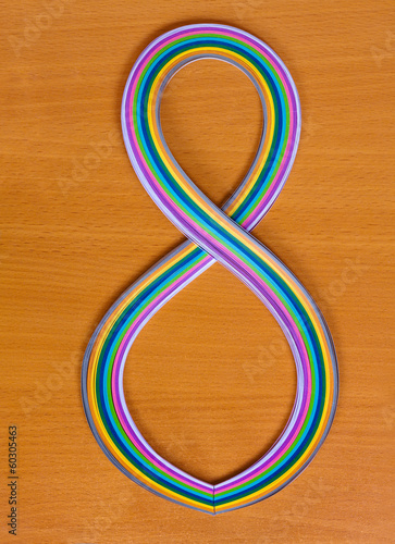 8 March concept, figure-of-eight from color paper