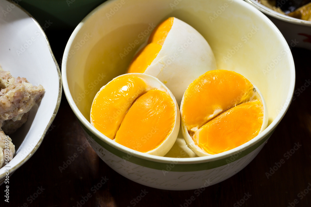 Boiled egg in a bowl