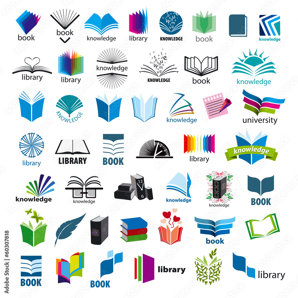 biggest collection of vector logos books - obrazy, fototapety, plakaty 