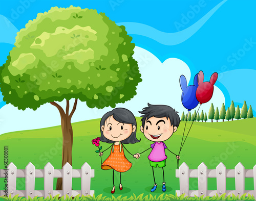 Lovers near the tree