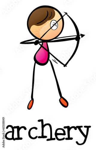 A female playing archery