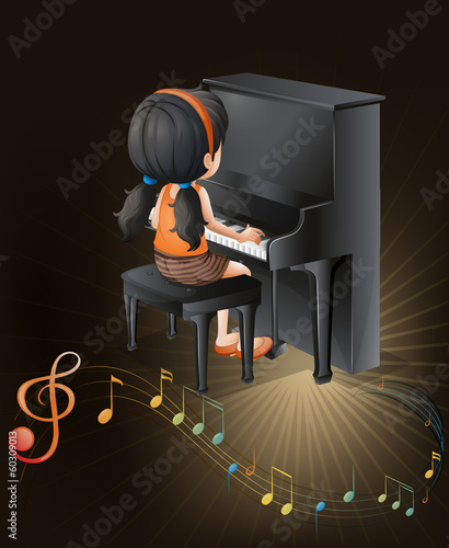 A female musician playing with the piano