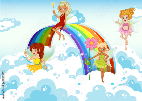 Fairies above the sky near the rainbow