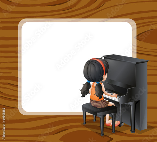An empty template beside the girl playing with the piano