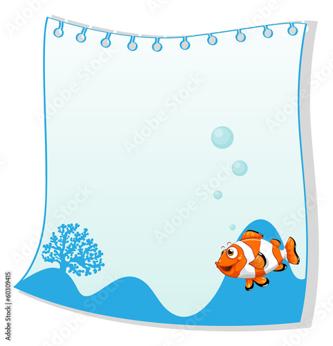 An empty paper template with a fish