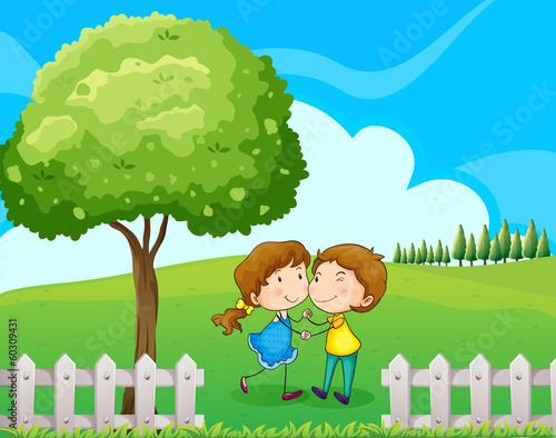 A couple near the tree