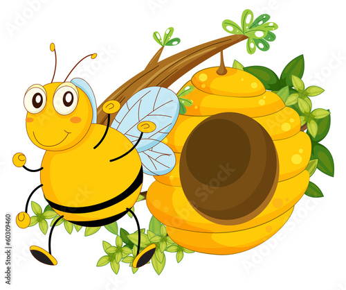 A big bee near the beehive