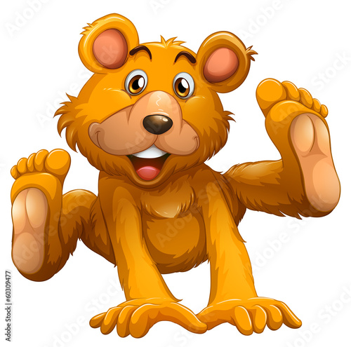 A playful brown bear