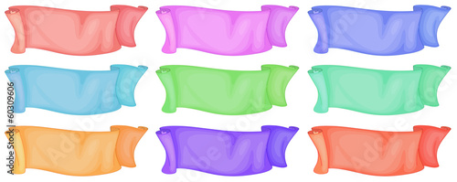 Nine empty banners