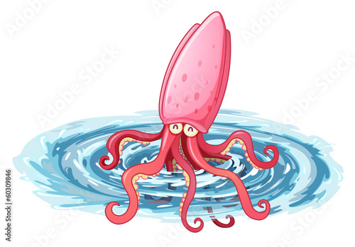 A sea with a giant octopus