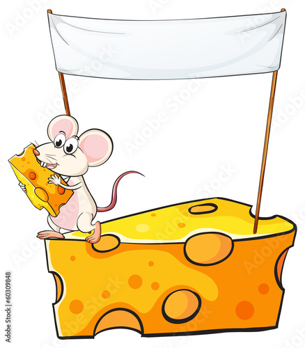 An empty banner above the cheese with a mouse