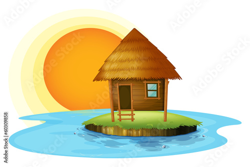 An island with a nipa hut