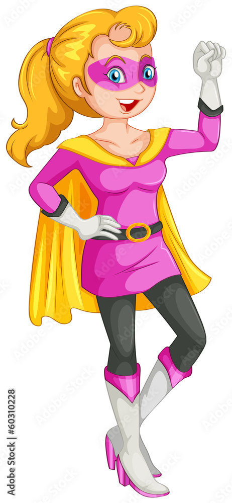 A female superhero with a cape A female superhero with a cape