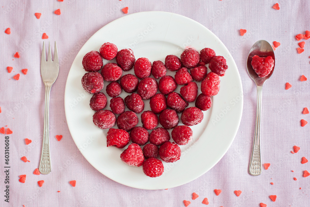 Raspberries in a shape of heart Raspberries in a shape of heart