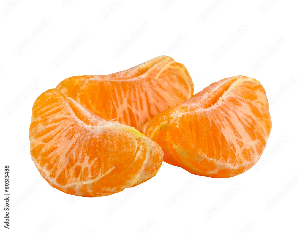 Segments of mandarin on white background Segments of mandarin on white background