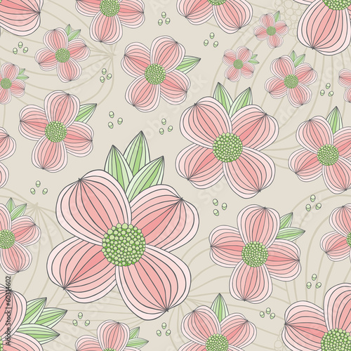 Seamless Dogwood Blossom Pattern