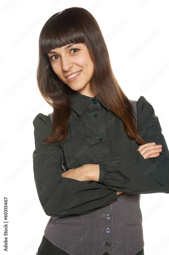Portrait of business woman with folded hands Portrait of business woman with folded hands