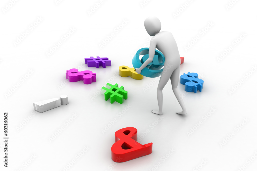 3d man standing at email sign 3d man standing at email sign
