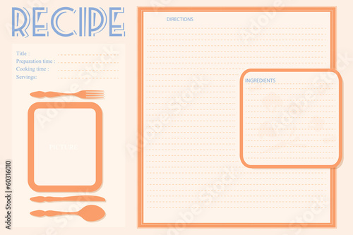 Vector retro recipe card layout