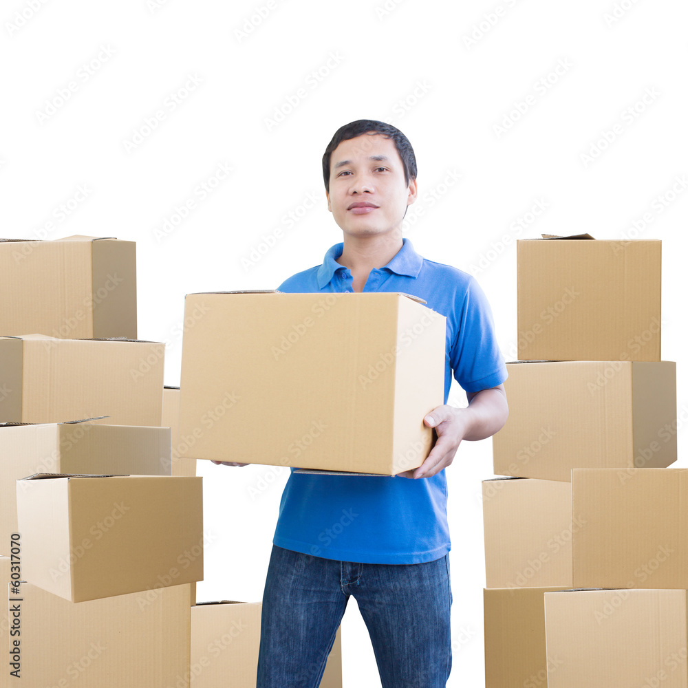 Delivery Man With Cardboard Box Delivery Man With Cardboard Box