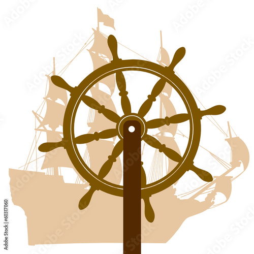 ship and rudder color vector