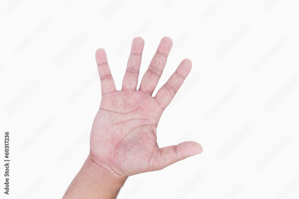 Human hand show five fingers Human hand show five fingers