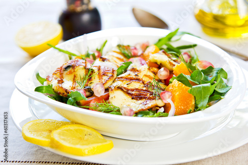 Halloumi with Orange and Rocket salad