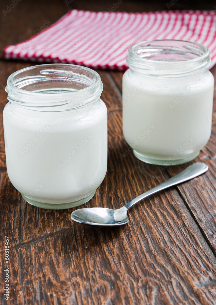 Jars of fresh yogurt Jars of fresh yogurt
