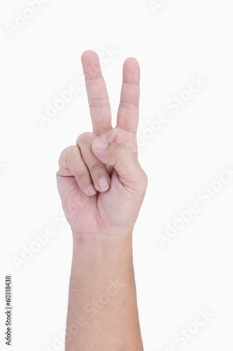 Human hand show victory and peace