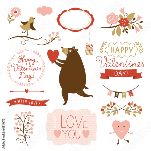 Valentine's day graphic elements, vector collection