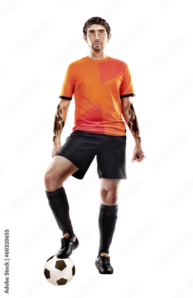 football player with ball, isolated football player with ball, isolated