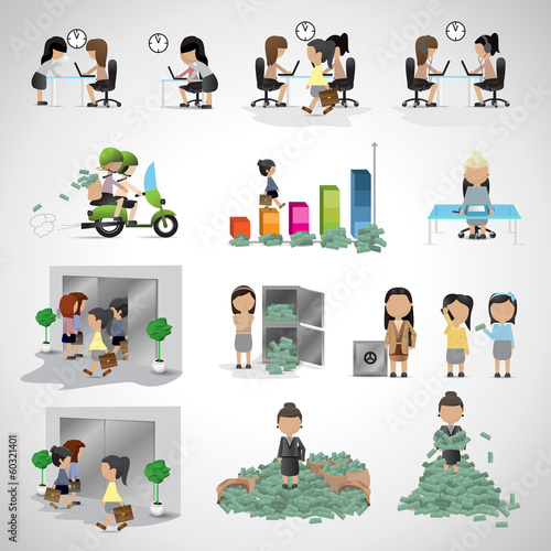 Business Women - Isolated On Gray Background