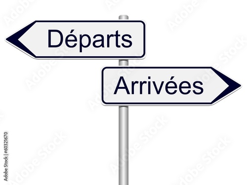 Panneaux directions départs, arrivées