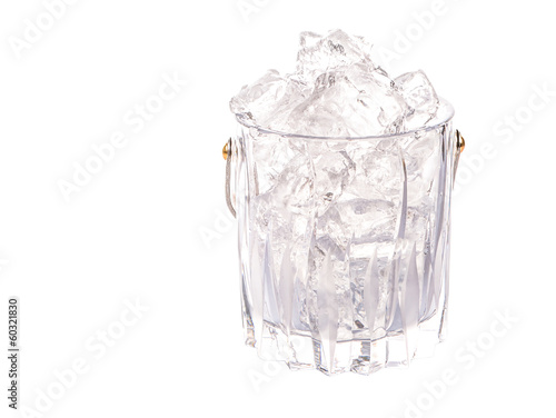 Crystal made ice bucket filled with ice cubes