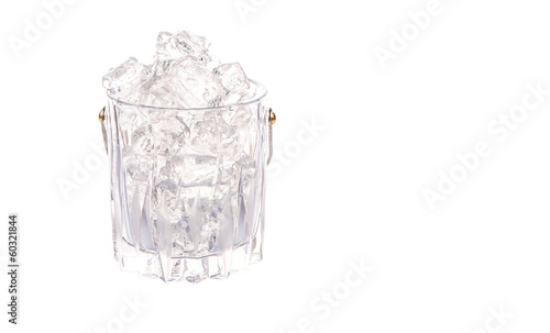 Crystal made ice bucket filled with ice cubes