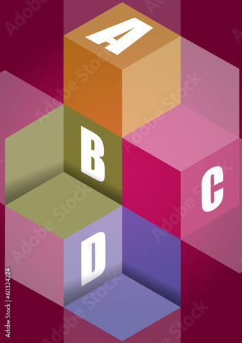ABCD cube steps vector background