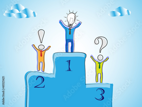 Concept of Business man Winning with an Idea