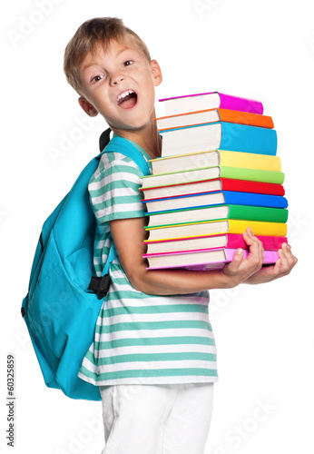 Little boy with books