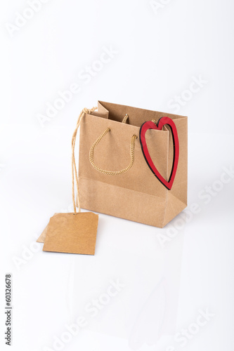 shopping bag on white for valentine