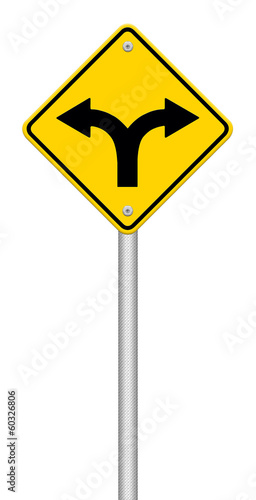 Fork in the road sign