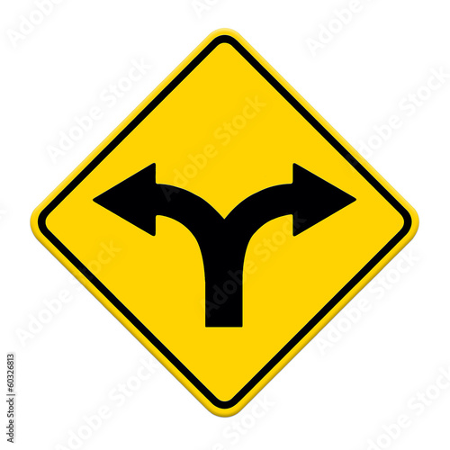 Fork in the road sign
