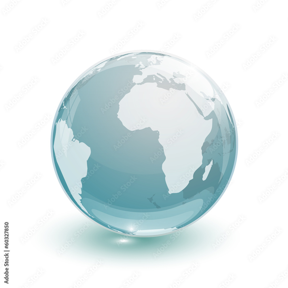 Fototapeta premium glass globe earth map 3d blue