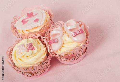 Pink cupcakes for a baby