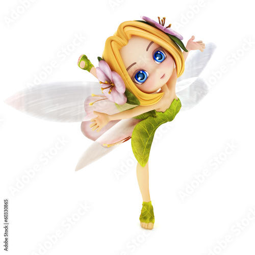 Cute toon ballerina fairy on a white background