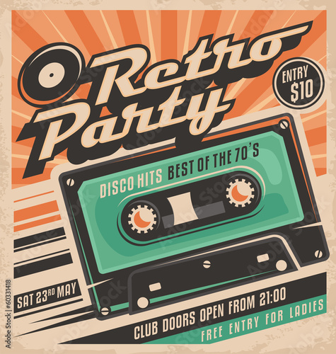 Retro party poster design