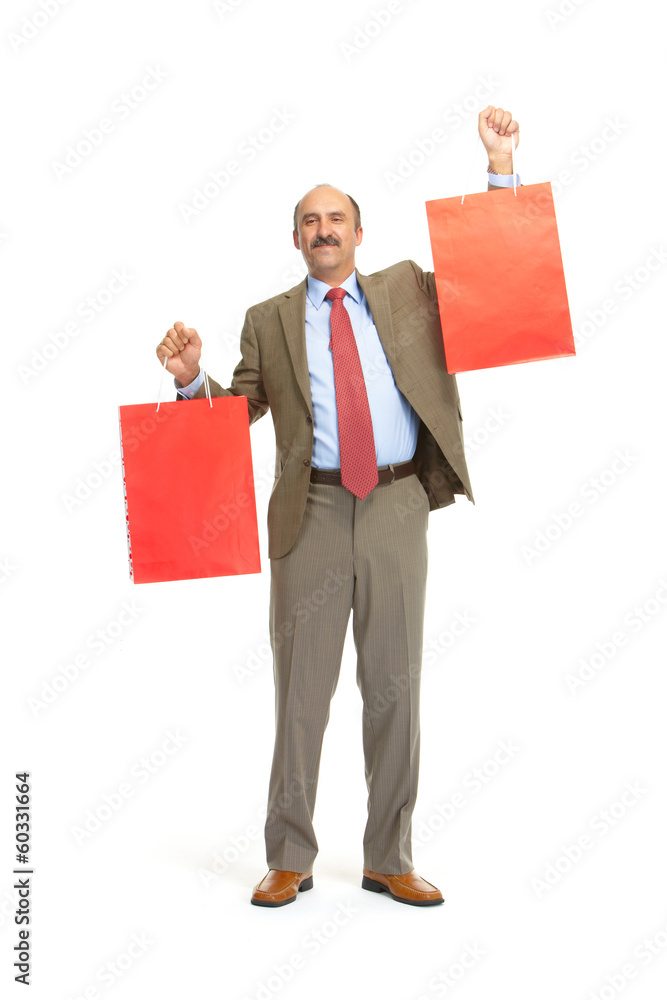 Businessman and paper bags Businessman and paper bags