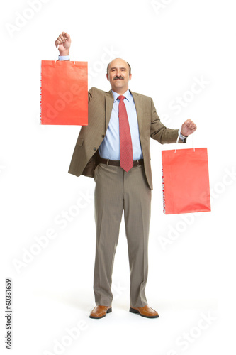 Businessman and paper bags