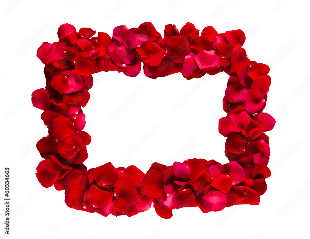 Frame of red rose petals Frame of red rose petals