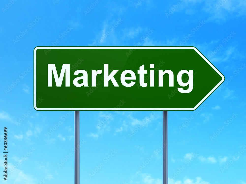 Marketing concept: Marketing on road sign background Marketing concept: Marketing on road sign background